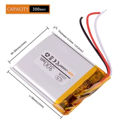 3 linee 323036 3.7V 300mAh batteria ricaricabile ai polimeri di litio agli ioni di litio per un lettore sansa clip + mp3