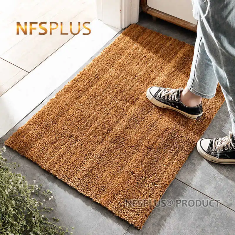 Coco Coir Front Door Mat Ourdoor Entrance Doormat 40x60cm Yellow Thick Heavy PVC Backing Anti-Slip Floor Carpet Shoes Clean Mat