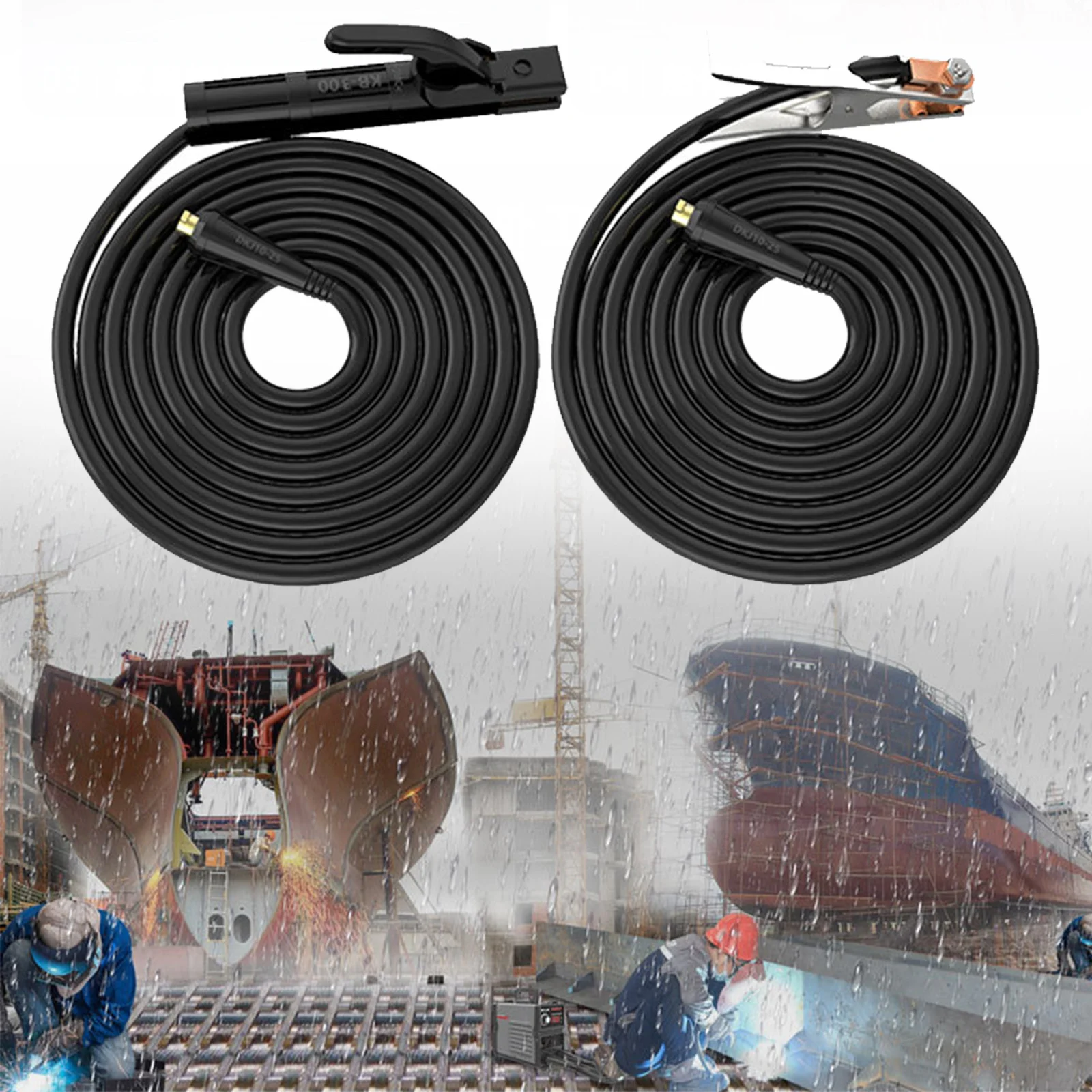 Professional 200A Non-slip Grounding Welding Ground Clamp Set Suitable For Mig Tig ARC Welding Machine 1.5M Cable 10-25 Plug