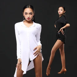 Latin Dance Clothes Female Adult New Practice Clothes Asymmetric Dress With Belt Women Latin Dance Performance Dresses DQS8017