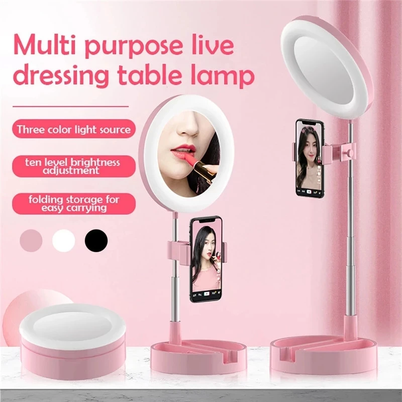 Anillo De Luz LED regulable para Selfie, lámpara De relleno para teléfono con trípode, anillo De Luz De escritorio para Video De maquillaje, Aro De Luz en vivo para TikTok