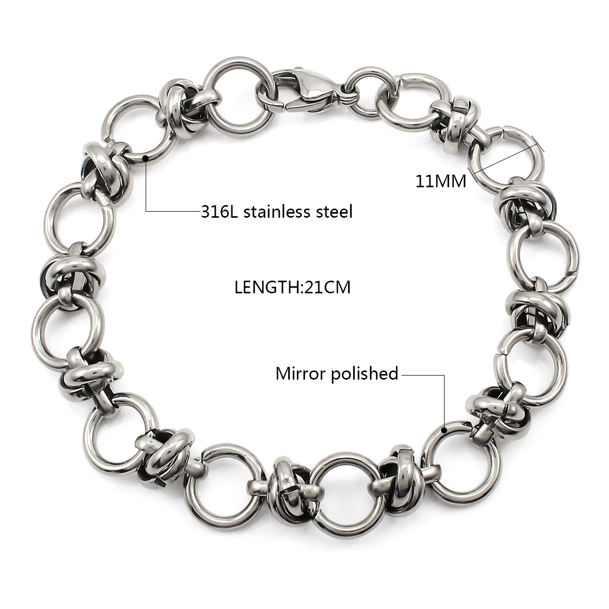 Link Minimalist Thick Chain 316L Stainless Steel O Shape Link Chain Luxury Jewelry Designer Bracelet For Women Men