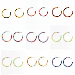 1lot 6pcs Acetate Acrylic Tortoise Shell,C shape Stainless Steel Earring Studs,Leopard Prin,Boho,Ohrringe finding,53.5mm,ACE5015