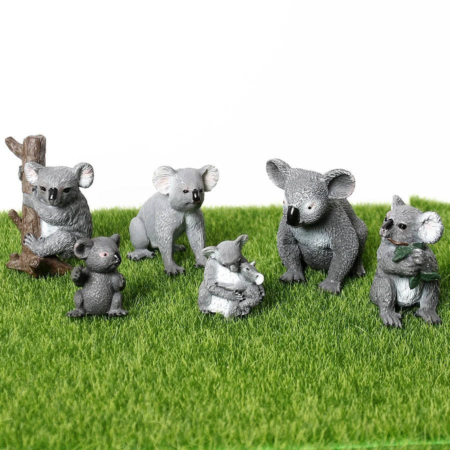 Simulation Cute Koala Kangaroos Figure Collectible Toys Wild Animal Model Figures  for Collection Educational Collectible Toys