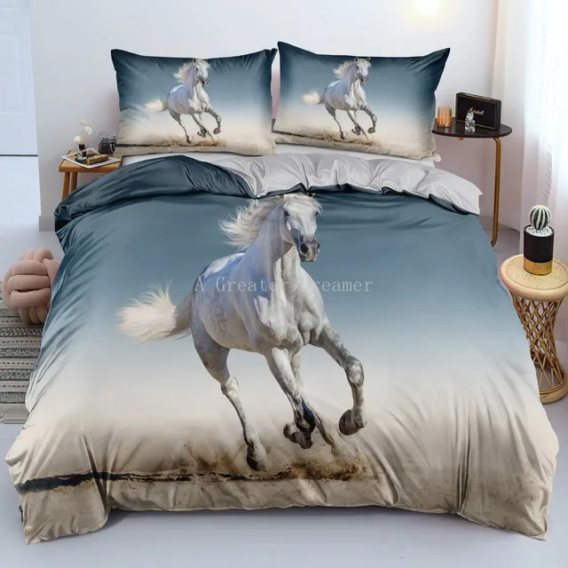 Horses Printed Duvet Cover Set Twin Full Queen King Bedding Comforter Bedspread Soft Quilt Cover Pillowcase Animals Home Textile