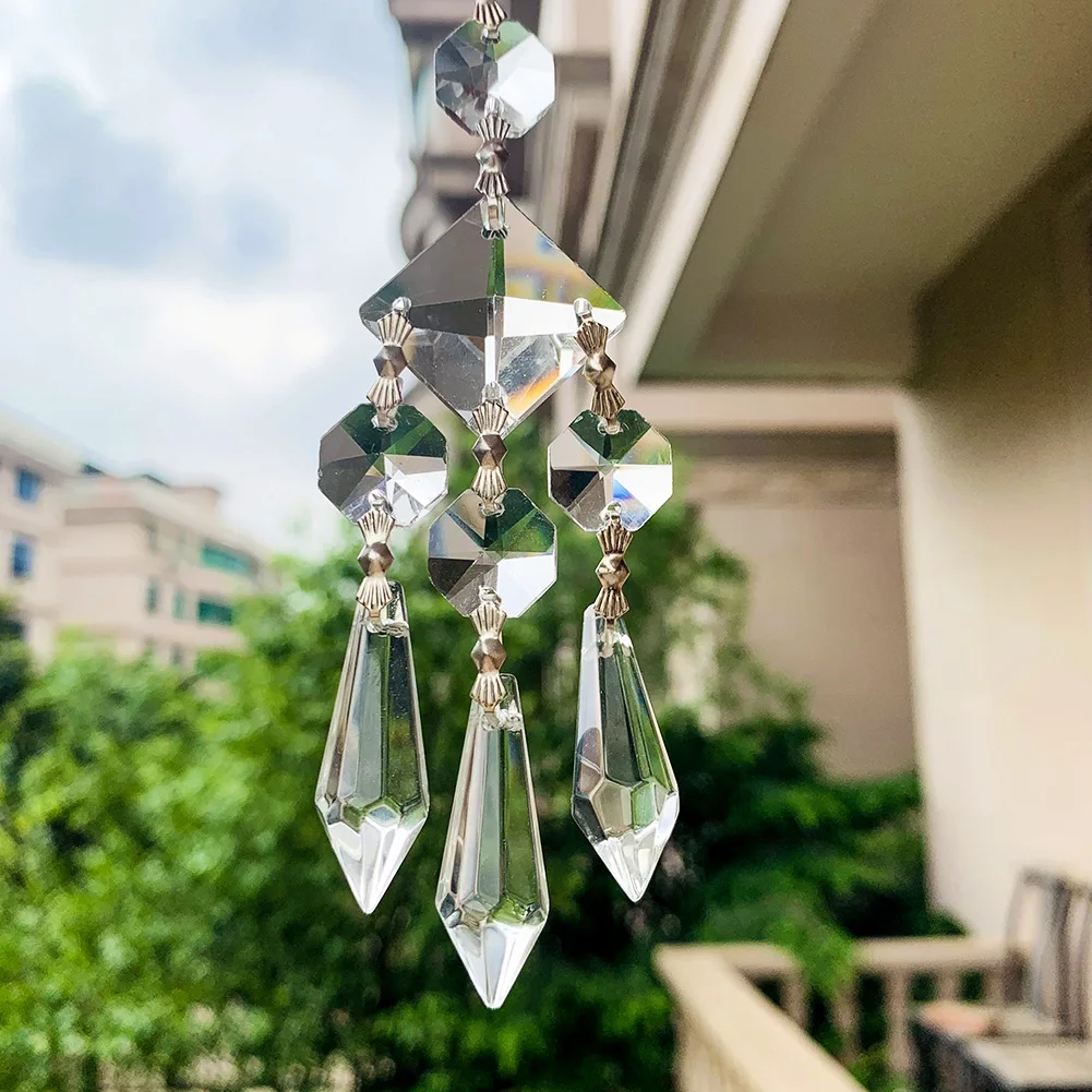 130Mm Prachtige Glas Crystal Prism Suncatcher Kroonluchter Onderdelen Kristal Geluk Opknoping Hanger Handgemaakte Kerst Wedding Decor