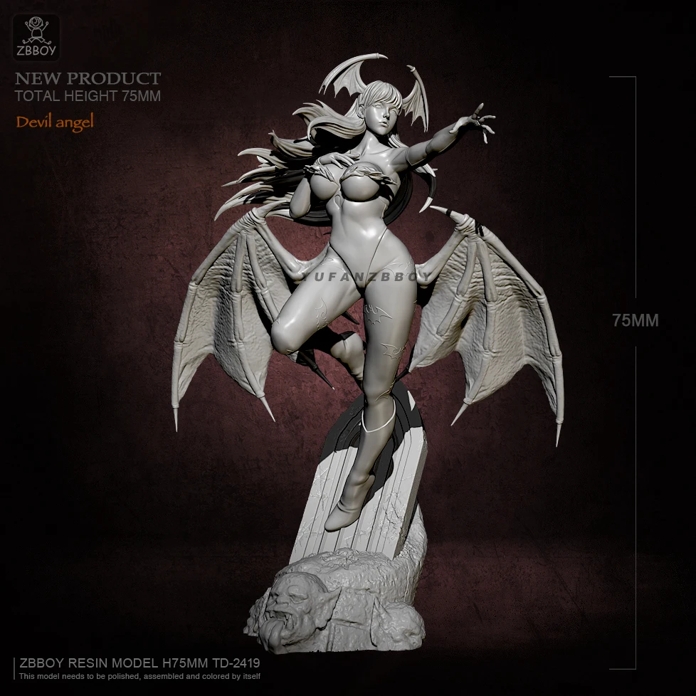 75MM Resin figure kits model angel self-assembled TD-2419