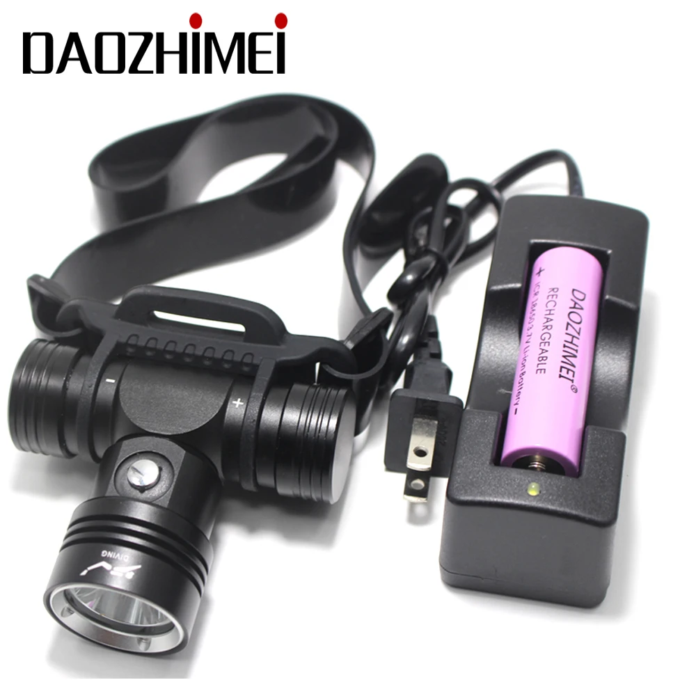 

Diving LED headlamp L2 Underwater 100 Meter Dive headlight IPX8 18650 Lamp Light Camping waterproof 3 mode Torch