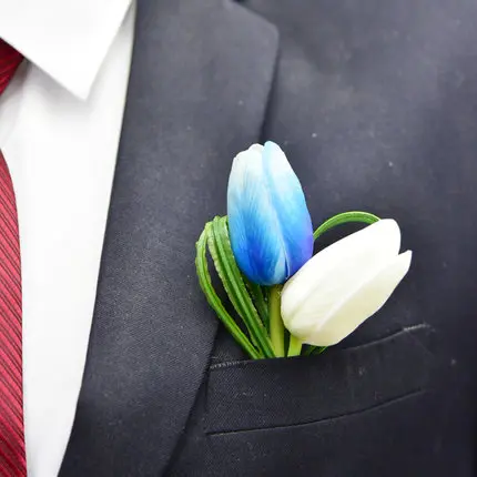 5pcs/lot ! wholesale high simulation artificial PU tulips calla lily groomsmen corsages fake Flower Wedding Brooch Boutonnieres