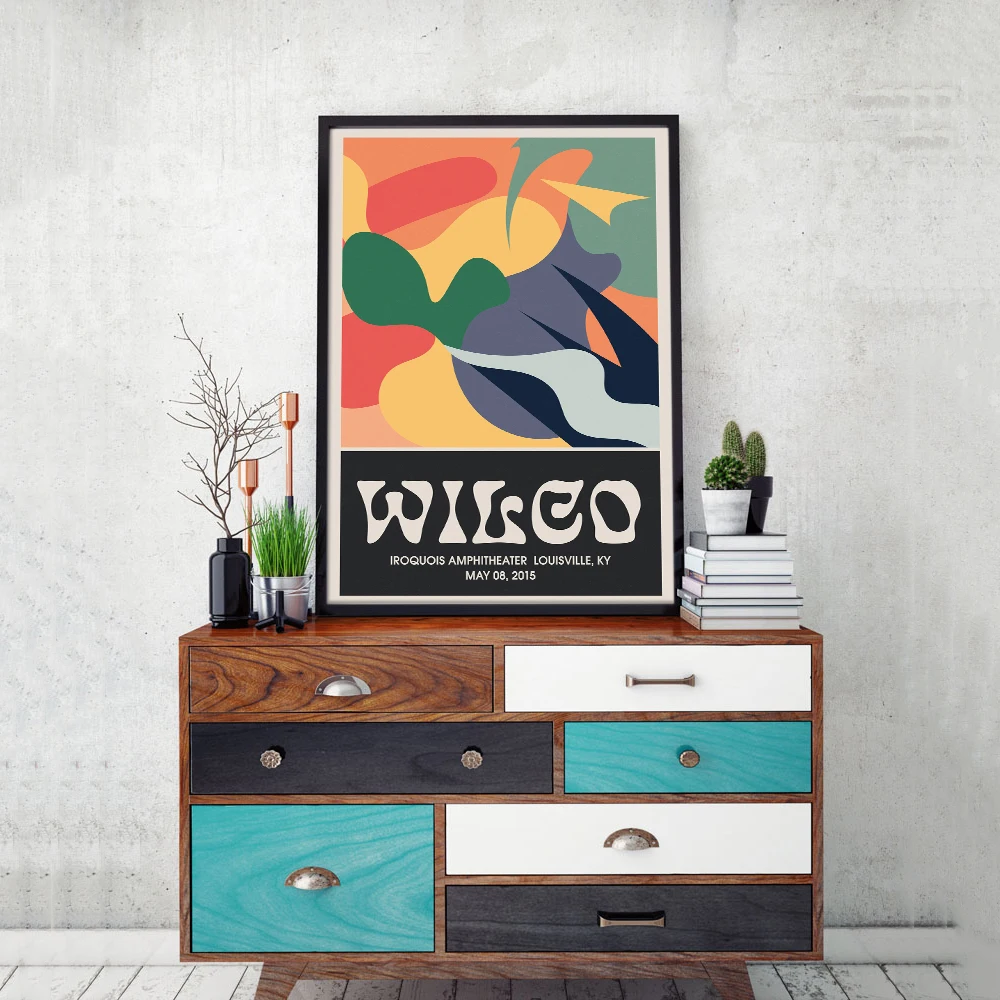 Wilco gig poster Classic Wall Art Vintage Colorful Canvas Painting Retro Wall Pictures for Living Room Home Decor No Frame