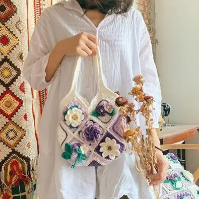Original Design Fashion Women Shoulder Bag Yarn Crochet Handmade