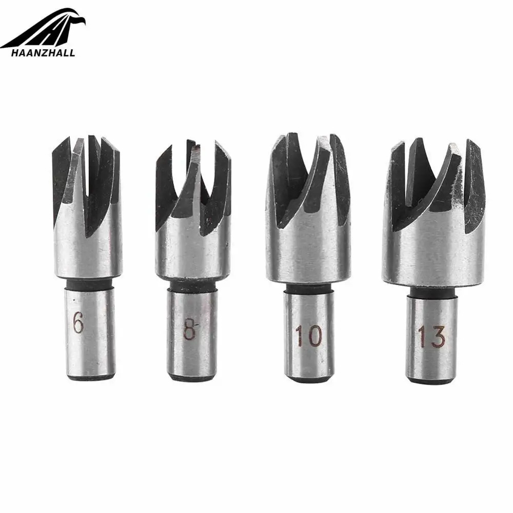 8 pçs/set 5/8 "1/2" 3/8 "1/4" De Madeira de Aço Carbono Plug Broca Cortador De Buraco Bit Set 10 MILÍMETROS Shank 6/10/13/16mm