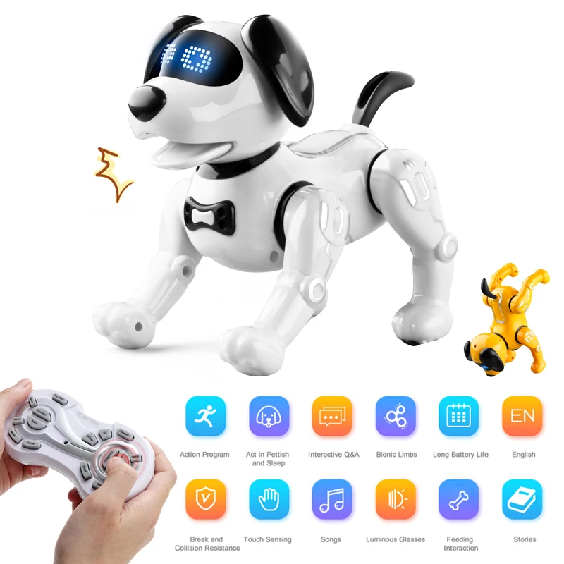 JJRC RC Dog Remote Control Robot Smart Talking Programming Dance Interactive Pet Puppy Remote Dog Intelligent Gift Toys For Kids