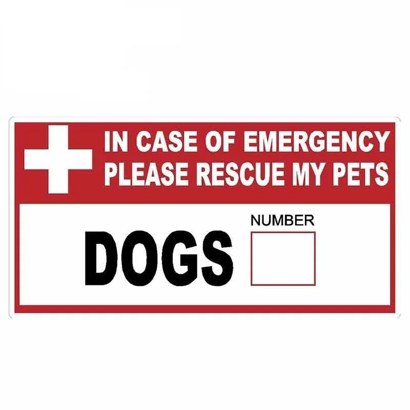 1 PCS Car Stickers IN CASE OF EMERGENCY SAVE MY PETS DOOR STICKER DECAL FIRE WARNING SAFETY DOG CAT Graphic 13X6.7cm X 6.7cm