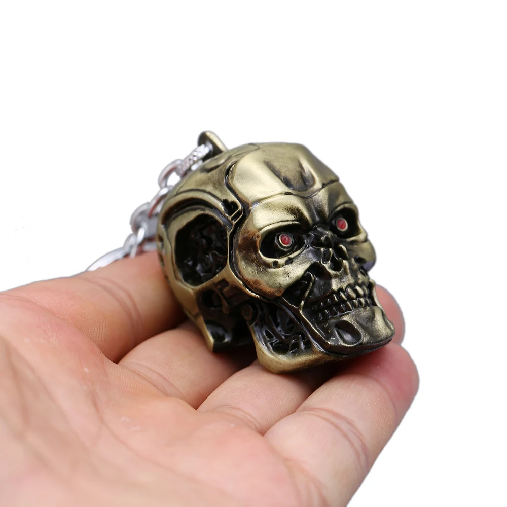 Personality 3D Alloy Skull Head Key rings  Cartoon Abnormity Terminator keychain Popular Jewelry Mobile phone Bag Key pendant