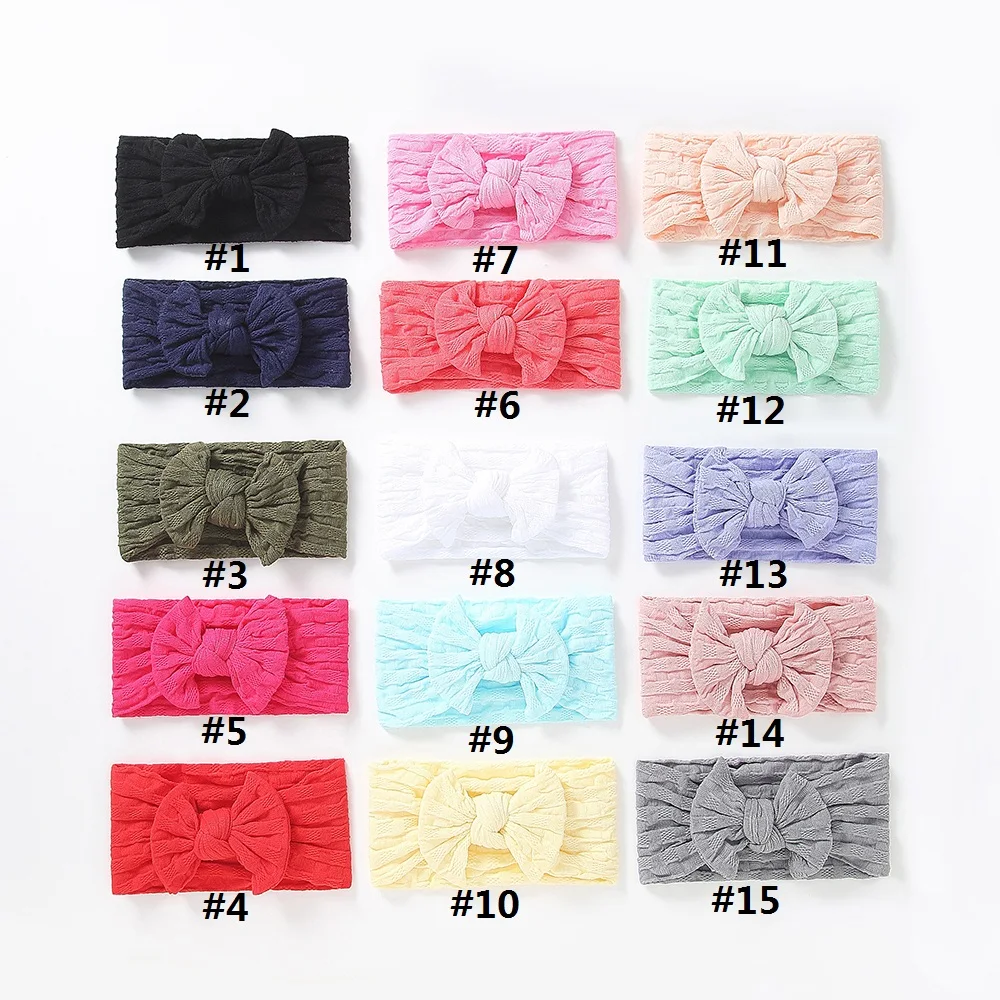 27pcs/lot,Cable Knit Nylon Baby Headband,Knot Bow Turban Headband,Ribbed Headband for GIrls One size fits most 27 Colors U Pick