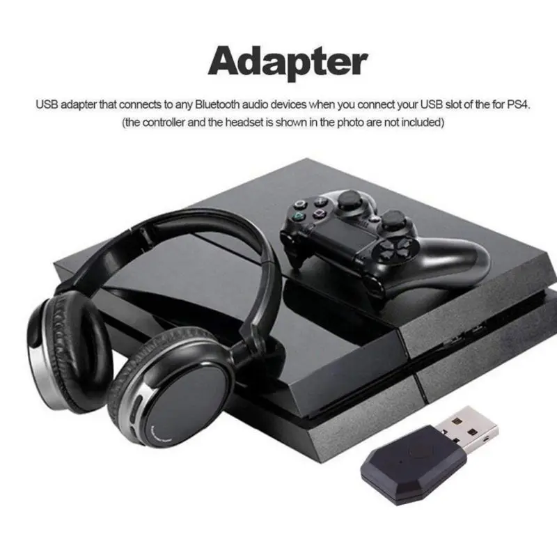 VAORLO PS4 USB Bluetooth Adapter untuk PS4 Gamepad Game Controller Konsol Headphone Nirkabel Dongle Bluetooth Transmiter dengan MIC