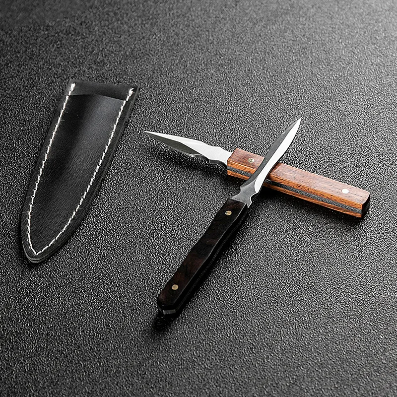 Pu'er Tea Knife with Leather Cover Rosewood Blackwood Tea Needle Tea Awl Stainless Steel Kung Fu Tea Set Black Tea Brick Knife