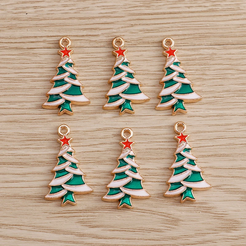 10 stücke Mix Emaille Weihnachten Charms für Schmuck Machen Santa Claus Baum Handschuhe Charms Anhänger für DIY Halsketten Ohrringe Geschenke – Detail 12