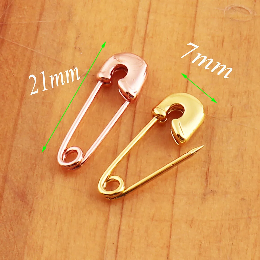 40 sztuk w kolorze różowego złota agrafki broszka rzemieślnicza znaczniki ściegów pętle Charms biżuteria Tag łączniki DIY narzędzia do szycia akcesoria miedź
