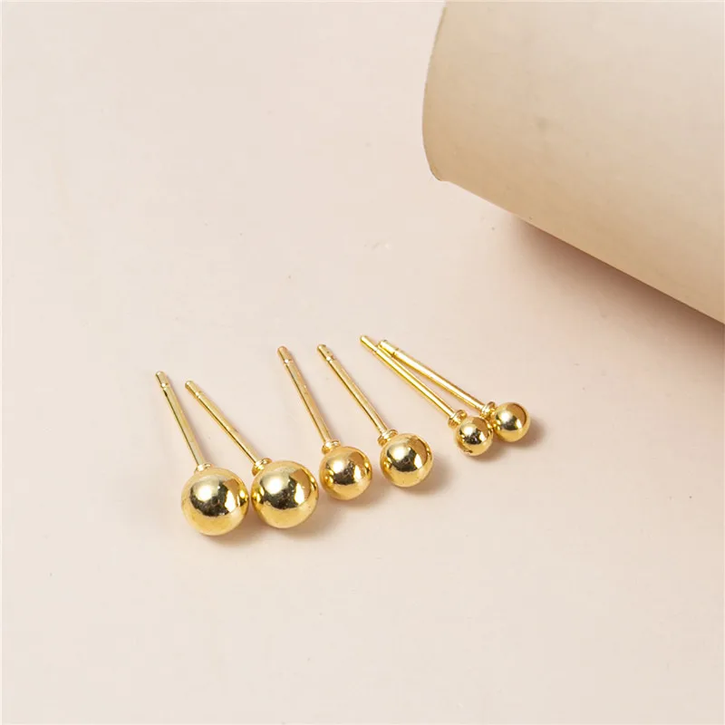 36pair/set Gold Color Silver Color Round Ball Stud Earrings For Women Alloy Earrings Set Jewelry Gifts 4mm 5mm 6mm