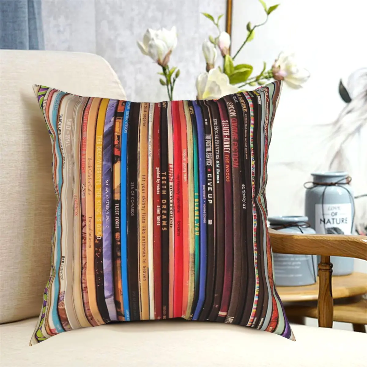 Indie Rock Vinyl Records Square Pillowcase Polyester Printed Zipper Decorative Pillow Case Sofa Cushion Cover Wholesale 45*45cm