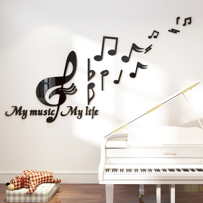 Music Note Acrylic 3D Wall Stickers for Music Classroom Dance Room DIY Art Wall Decoration Stickers Living Room Home Decor