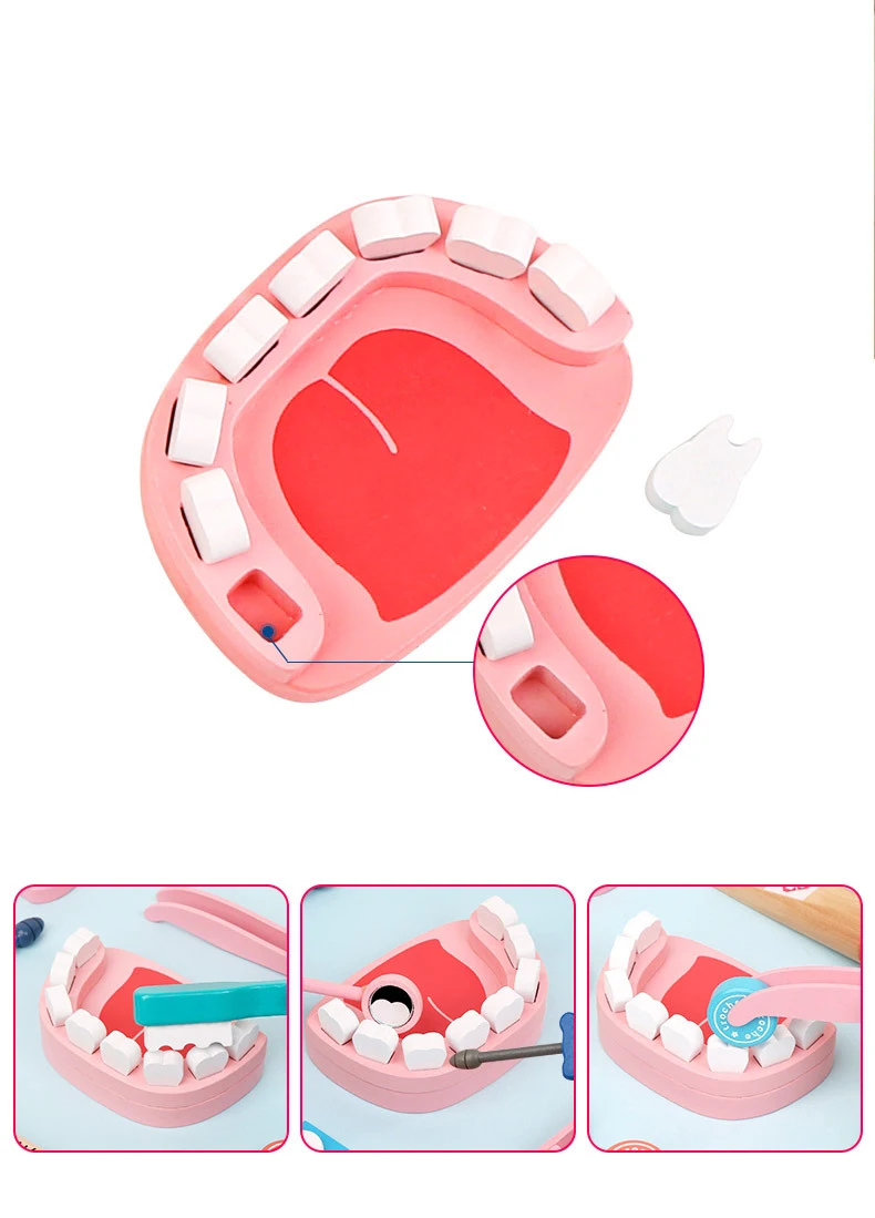Holz Pretend Play Doctor Educationa Spielzeug für Kinder Kid Medizinische Simulation Medizin Brust Set für Kinder Interesse – Detail 3