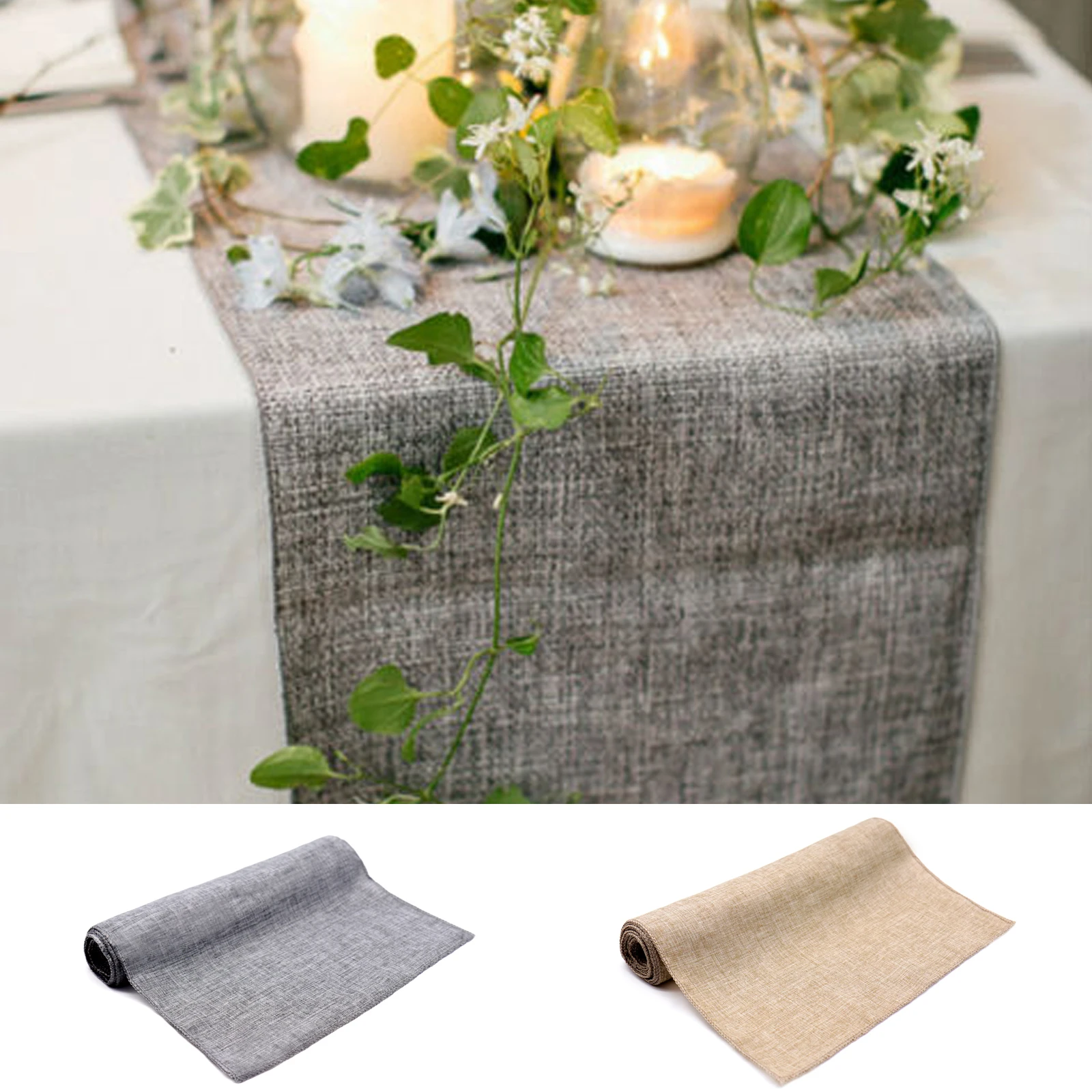 Table Runner Vintage Soft Linen Imitation Decoration Modern Gray Accessories Wedding Birthday Party Fine Smooth Home Decoration