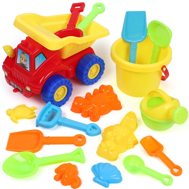 Kids Beach Toys for Children 6-14pcs Baby Beach Game Sandbox Set Kit Summer Toy Play Beach Sand Water Play Cart