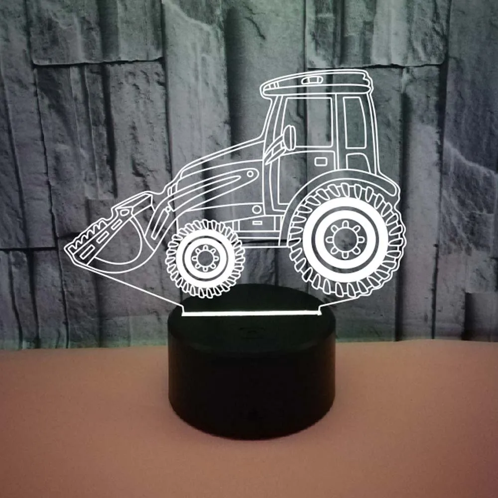 New Bulldozer 3d Night Light Colorful Touch Remote Control Led Visual Gift 3d Lamp Christmas Decorations Usb Nightlight