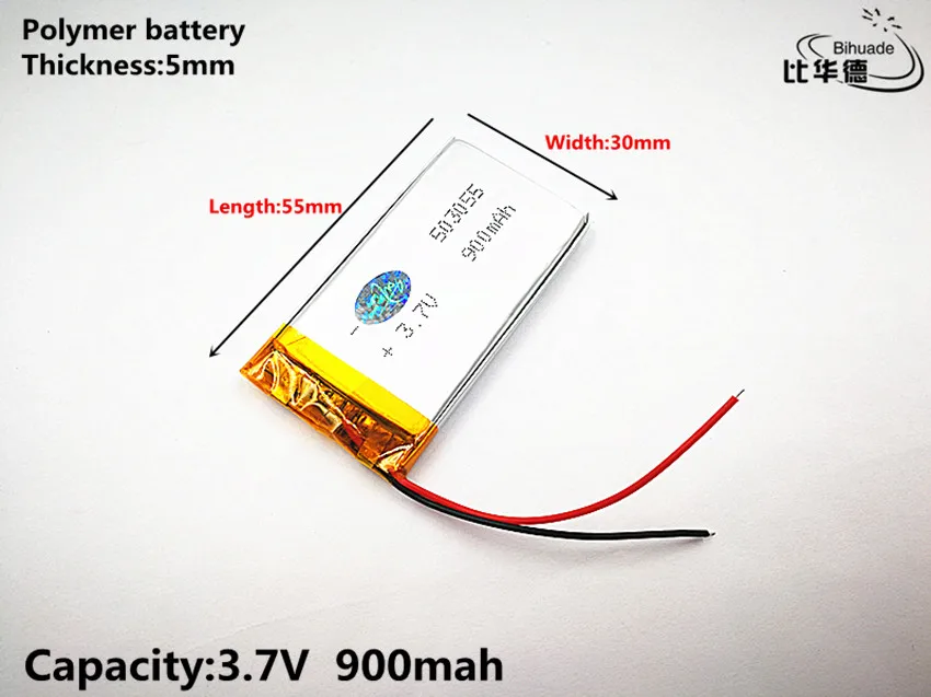 Good Qulity 3.7V,900mAH,503055 Polymer lithium ion / Li-ion battery for TOY,POWER BANK,GPS,mp3,mp4