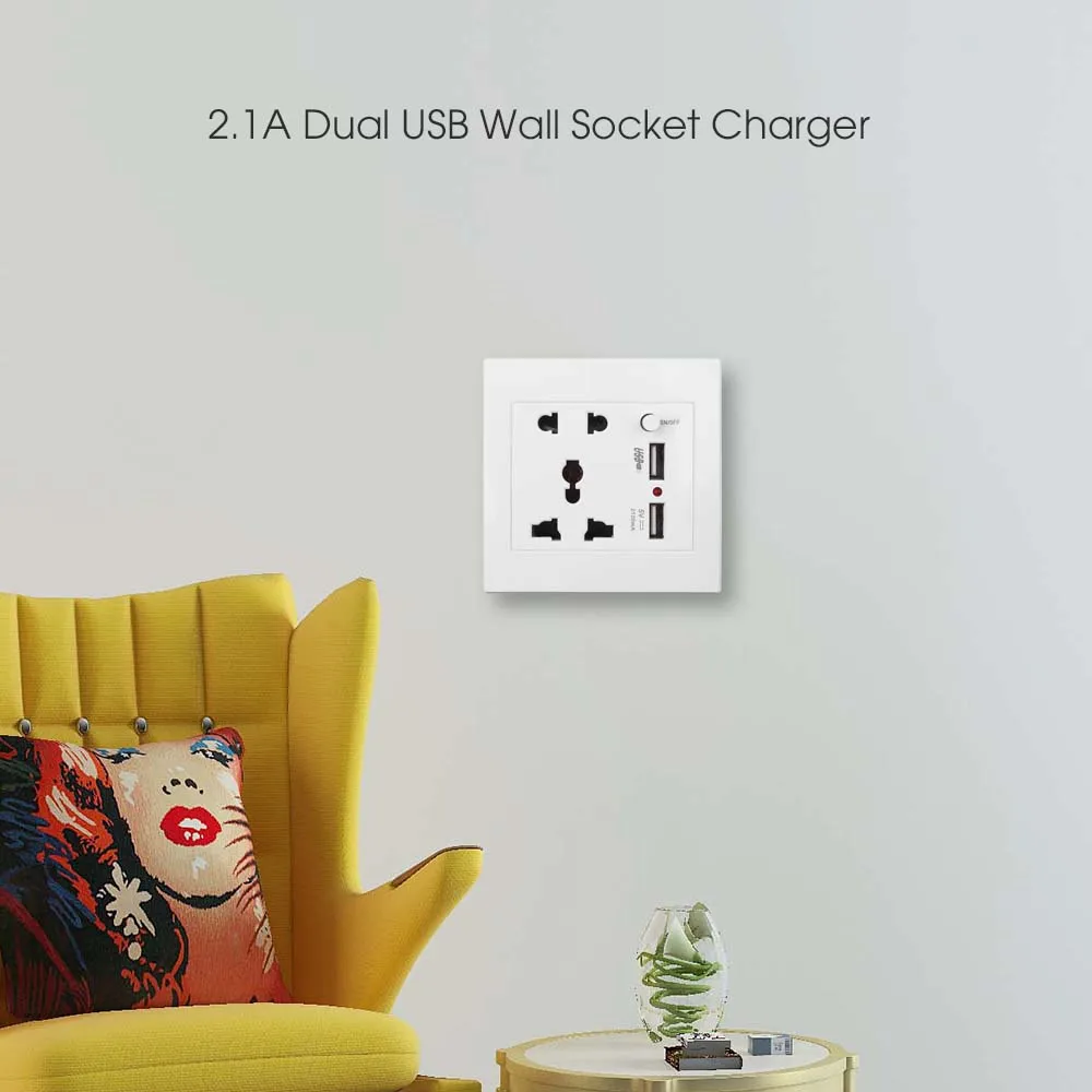 Kebidumei AC 110-250V Universal Wall Socket Panel With 2 USB Port Plug Charger Switch Power Outlet EU US UK AU USB Wall Socket