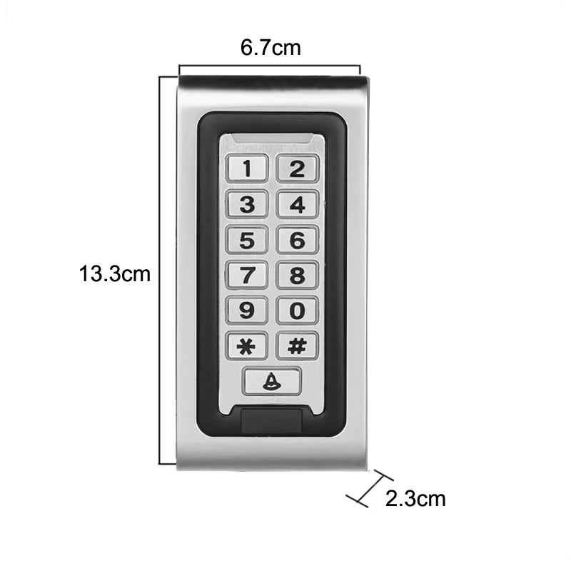 Metal 125KHz Rfid Access Control Keypad W/ 2000 Users 125KHz Card Reader Keypad Key Fobs Door Access Control System