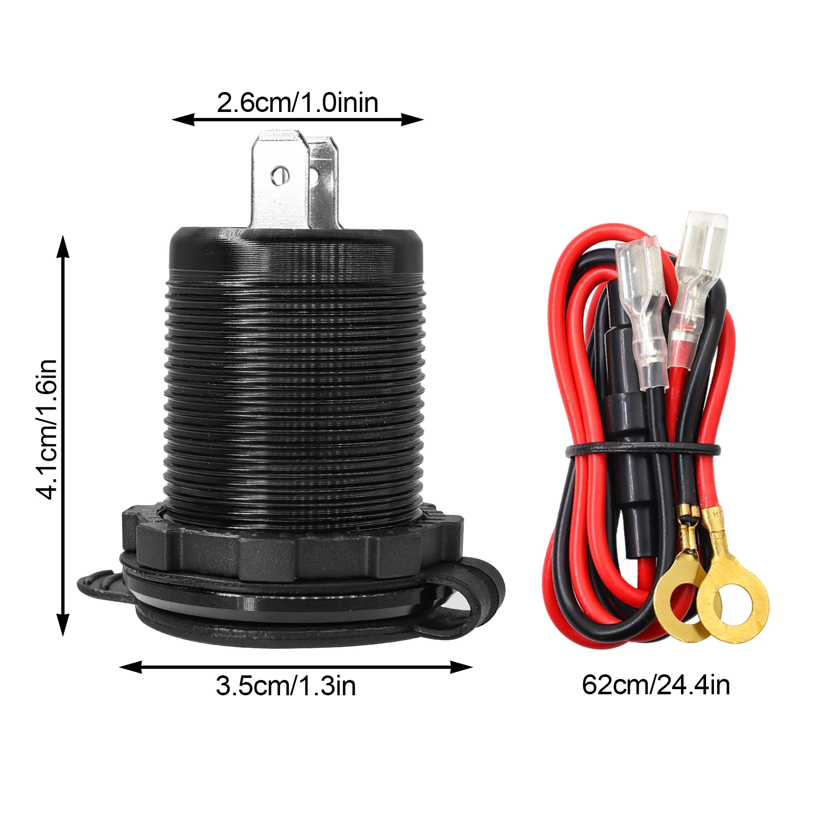 12/24V Car Quick QC3.0 Dual USB Waterproof Outlet Charger Socket Power Adapter Fast Charge with Wire LED Aluminum Voltmeter Auto