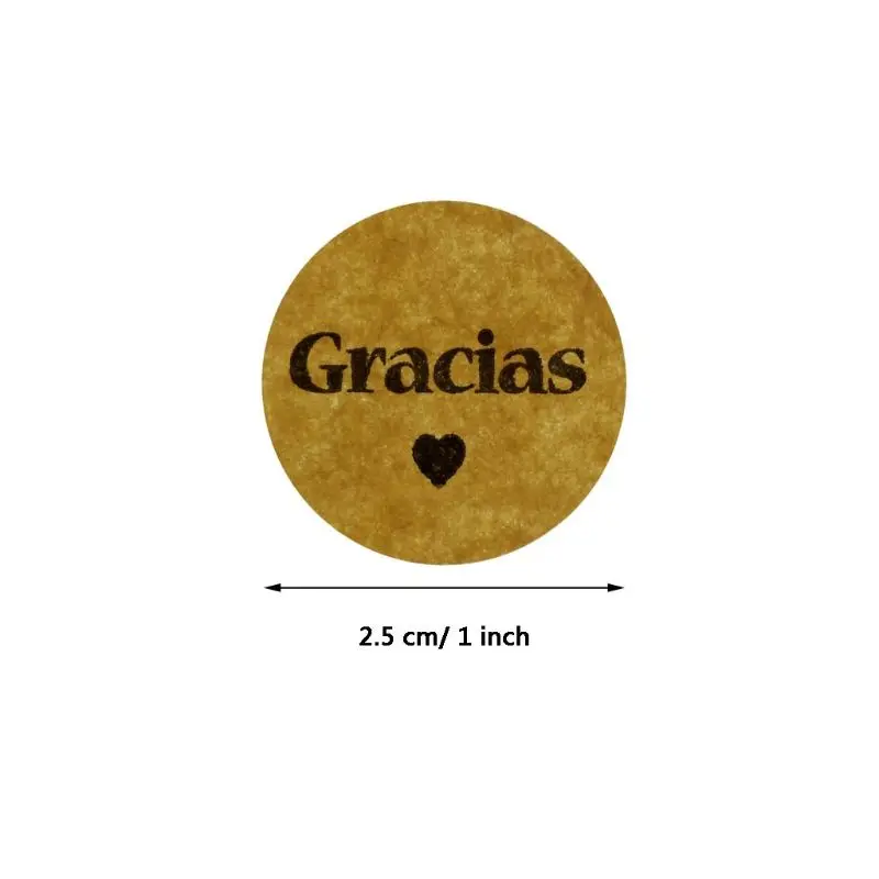 500pcs Kraft Gracias Spanish Thank You labels Stickers Envelope Package Seal 896A