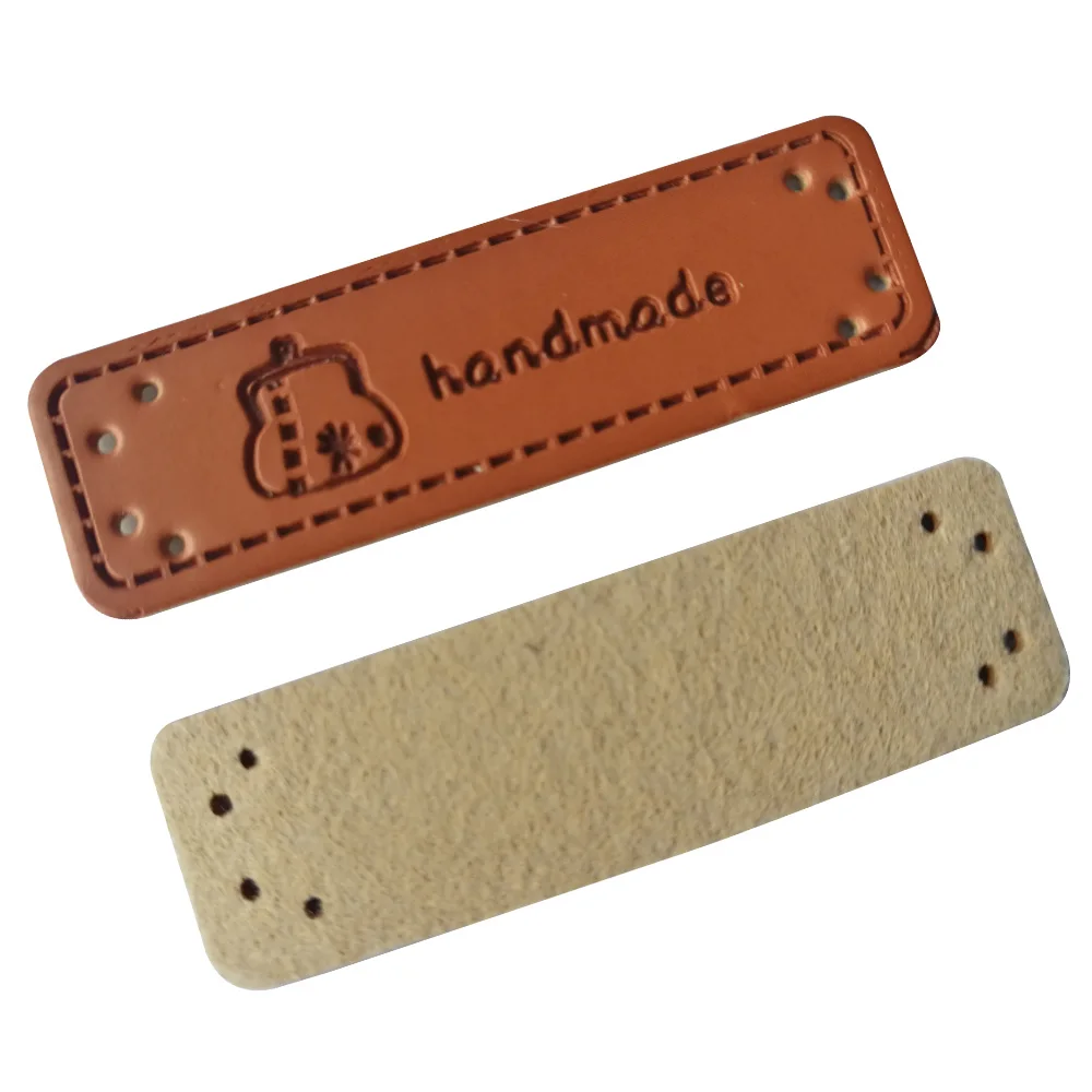 

Manual Bag Hand Made Leather Labels Home Textiles Zakka Tags For Gift Custom Leather Garment Accessories Pu Trademark Badge
