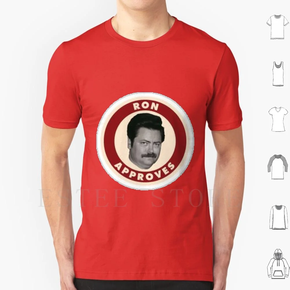 Ron Approves T Shirt DIY Big Size 100% Cotton Ron Swanson Parks Rec Recreation Andy Dwyer Seal Approval Approved Funny