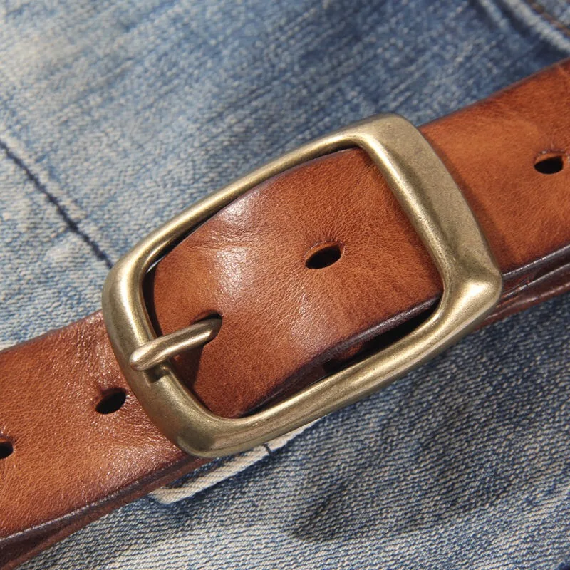 100% cowhide New Fashion Leather Retro Handmade Copper buckle men's belt Luxury Belt Genuine Leather Belt Jeans Wide  Men's Belt