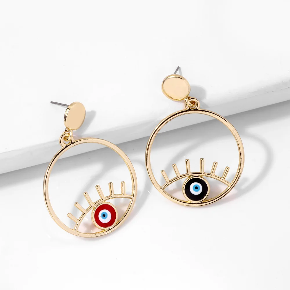 VG 6YM Eye Drop Earrings for Women Exaggerated Turkish Red Eye Dangle Earring Personality Unique Party Factory Store Wholesale