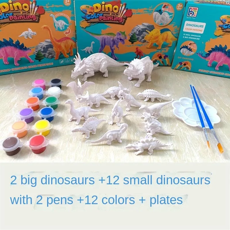 Quebra-cabeça pintado com grafite infantil, colorir dinossauros, modelo artesanal DIY, boneca pintada, brinquedos para meninos e meninas