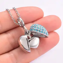 Stainless Steel Cremation Jewelry Angel Wings Heart Urn Pendant Necklace for Ashes Crystal Keepsake Holder Memorial Jewelry