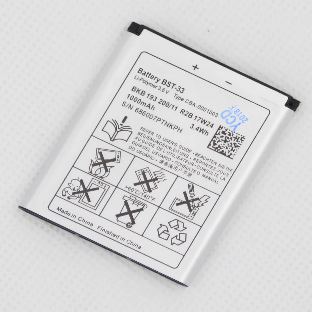 ISUNOO 950mAh BST-33 BST 33 Battery Replacement For Sony Ericsson K800 I SATIO U1 W880I K810I W100I T700 T715