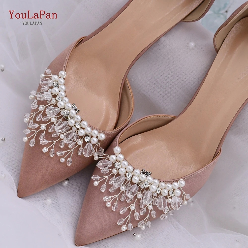 YouLaPan X13 1 Pair Rhinestone Pearl Shoe Clips Crystal Charm Flower Decorative Shoe Clips Fashion Wedding Shoes Accessories