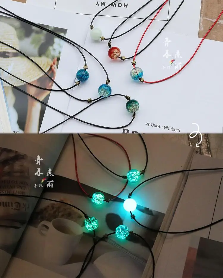 Luminous Glazed Bead Necklace Bracelet Diy Handmade Material Jewelry Accessories Bracelet Luminous Fantasy Starry Sky Loose Bead