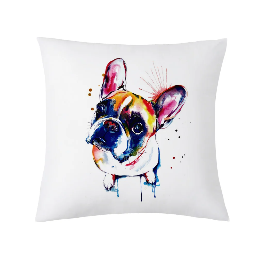 Creative French Bulldog Cushion Cover Shar Pei Dog Pug Printing Pillow Case Cushion Cover Home Textiles Decoration Pillowcase