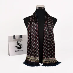 [BYSIFA] New Maroon Male Silk Scarf Tie Thicken Fashion Top Grade 100% Silk Men Neck Scarf Winter Long Scarves Cravats 165*24cm