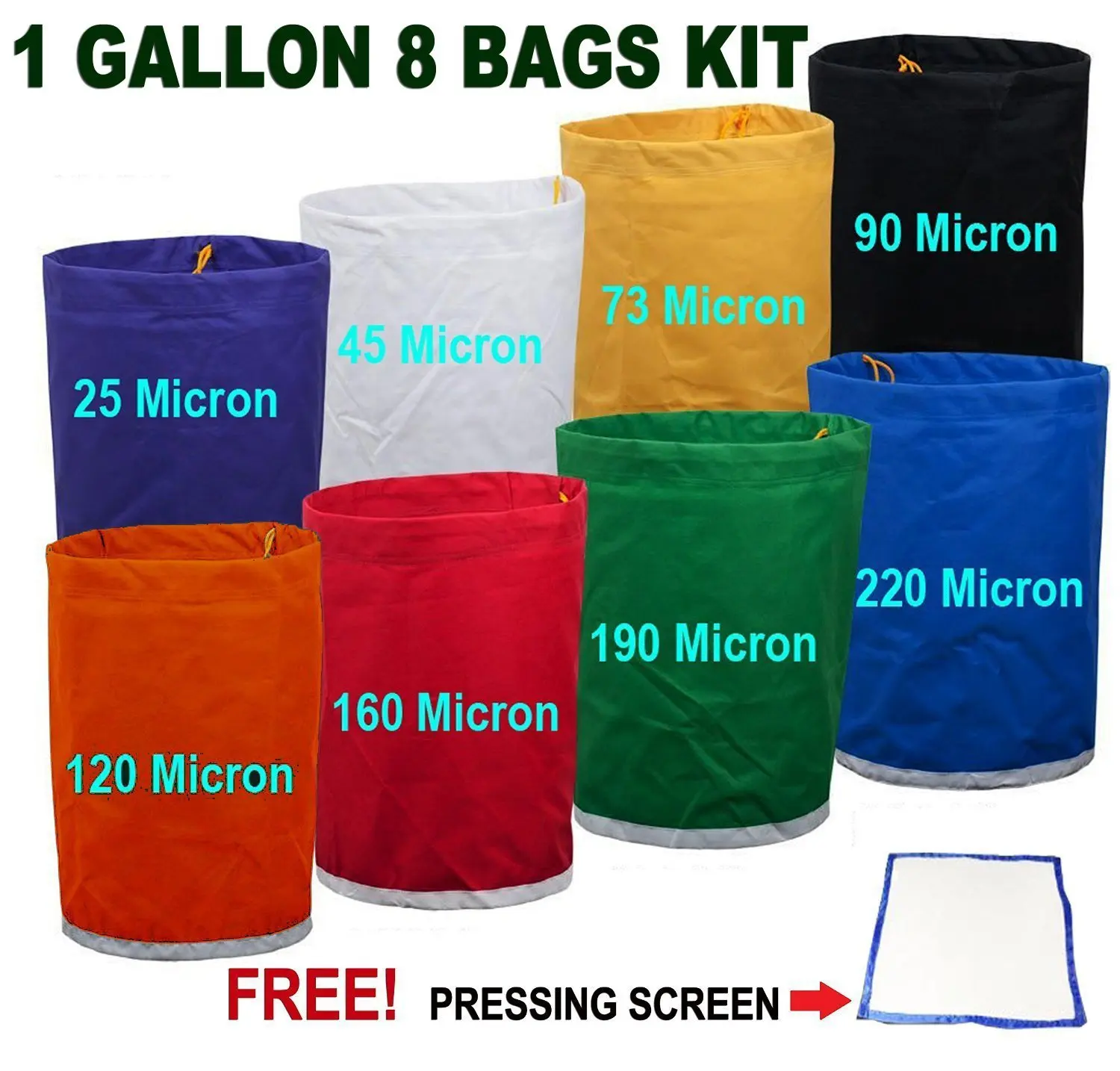 8pcs 1 Gallon Bubble Bag Garden Growing Bags Hash Herbal Bags Nylon Essence Extractor Extraction Kit Planting Planter