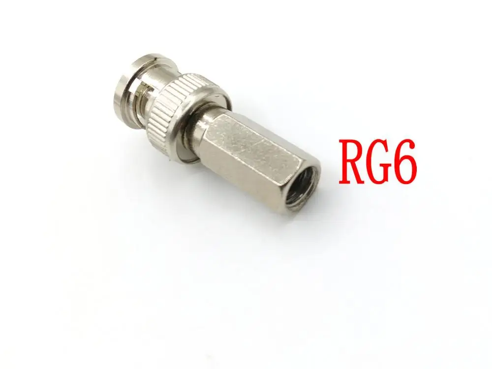 6pcs BNC male twist-on connectors RG58/RG59/RG6 coax cable plugs for CCTV cameras