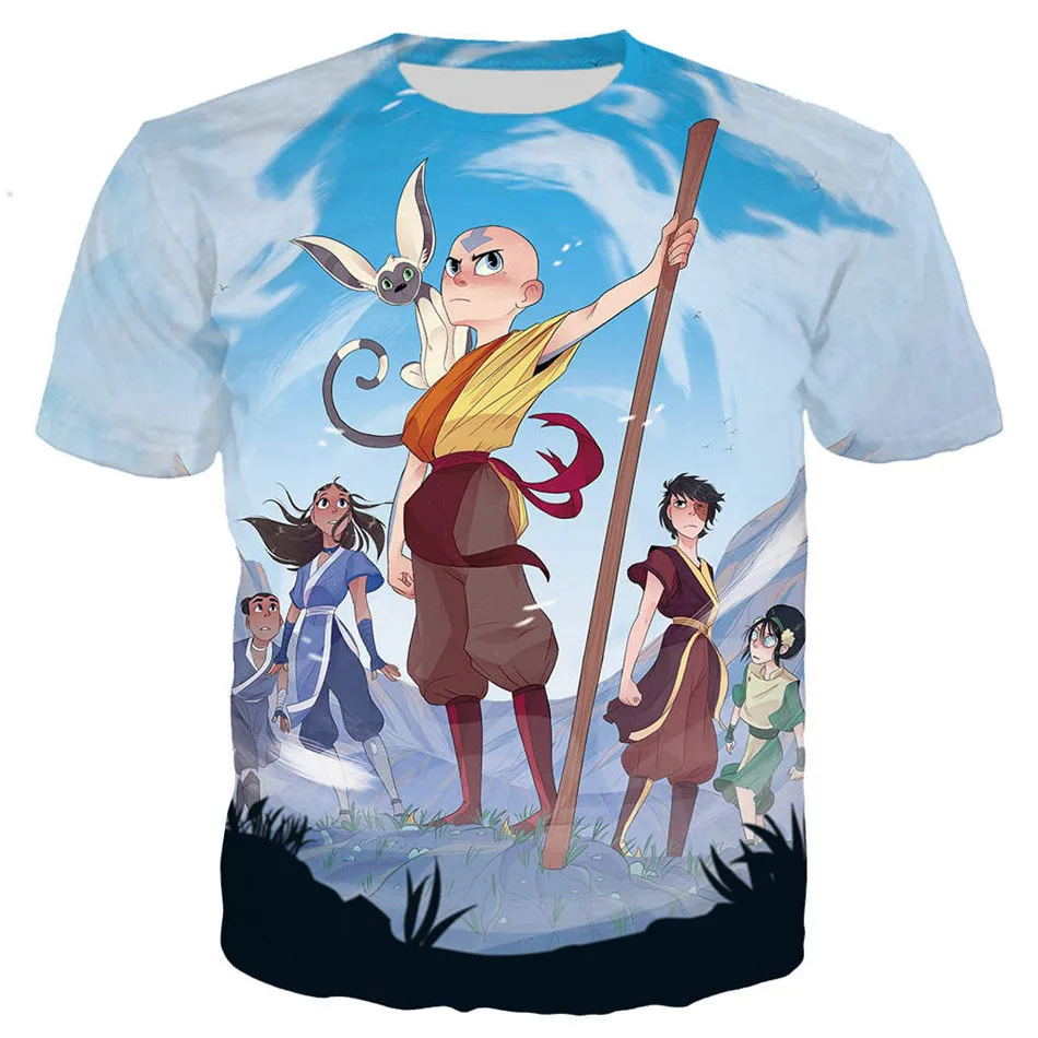 여름 4-13Y 십대 어린이 캐주얼 티셔츠 아바타 마지막 Airbender 애니메이션 3D 인쇄 소년 소녀 Tshirt, 어린이 아기 생일 옷